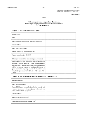Polish Student Scholarship Application Form
