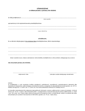 De Minimis Aid Declaration Form