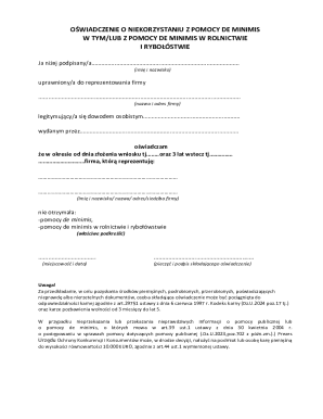 Declaration of Non-Use of De Minimis Aid