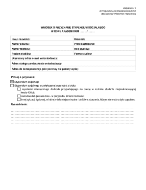 Student Social Scholarship Application Form