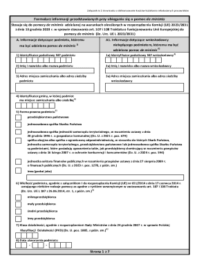 EU De Minimis Aid Application Form