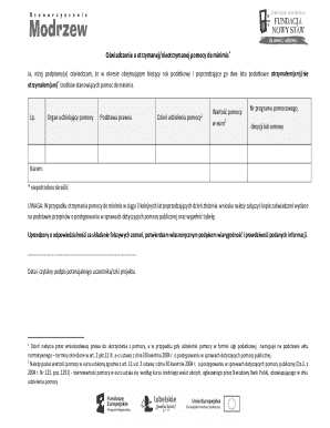 De Minimis Aid Declaration Form