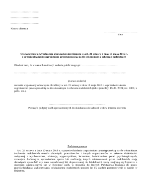 Sexual Crime Prevention Compliance Declaration