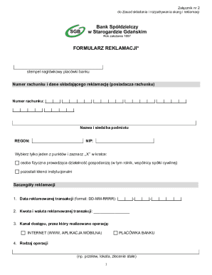 Bank Complaint Form