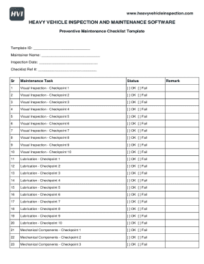 Heavy Vehicle Inspection Checklist Template