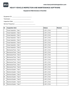 Heavy Vehicle Inspection and Maintenance Checklist