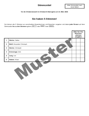 Ebersgöns Local Council Election Ballot