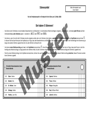 German Local Council Election Ballot