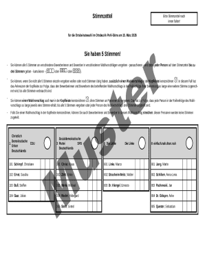 German Local Council Election Ballot