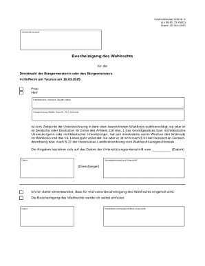 Wahlrechtsbescheinigung Form DW Nr. 8
