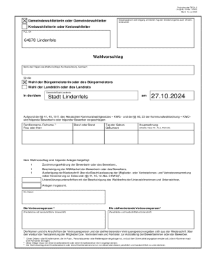 German Municipal Election Nomination Form
