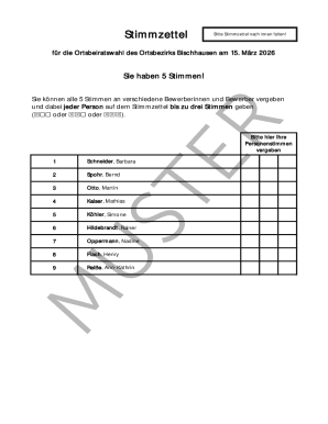German Local Council Election Ballot