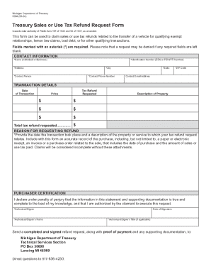 Michigan Sales or Use Tax Refund Request Form
