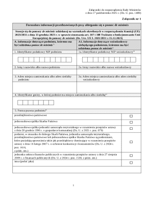 Poland De Minimis Aid Application Form
