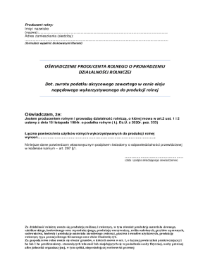 Producer's Declaration of Agricultural Activity