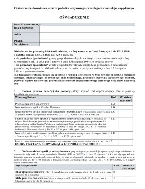 Polish Agricultural Tax Refund Declaration
