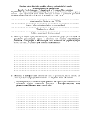 Psychological-Pedagogical Opinion Form