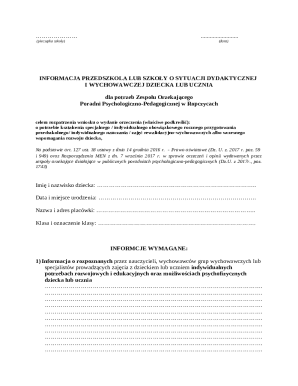 Preschool or School Educational and Developmental Information Form