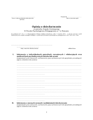 Psychological-Pedagogical Opinion Form