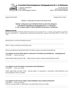 Polish Student Functioning Opinion Form