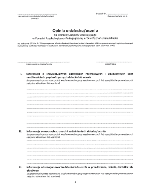 Psychological-Pedagogical Opinion Form