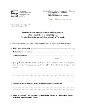 Poland Educational Psychological Opinion Form