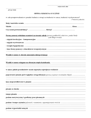 School Opinion Form for Student