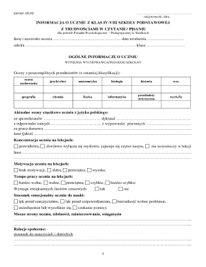 Polish Student Information Form