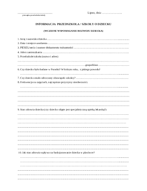 Early Childhood Development Information Form