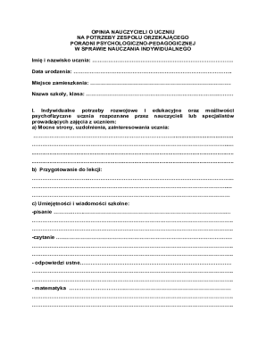 Teacher Opinion on Student Form