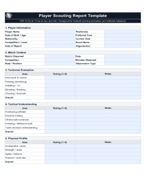 Player Scouting Report Template