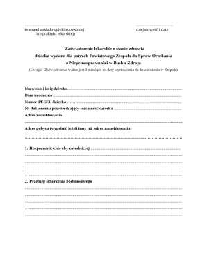 Medical Certificate for Child Health Status