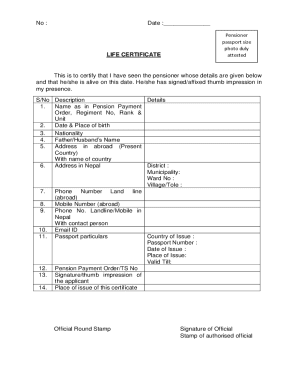 Nepal Life Certificate