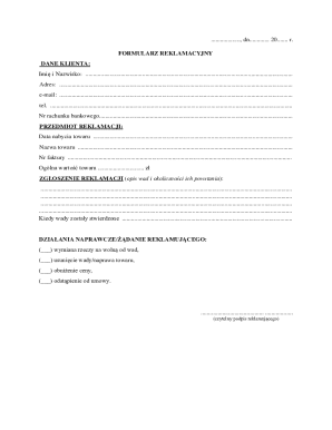 Polish Complaint Form