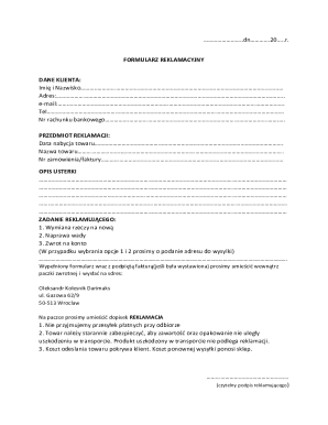 Polish Complaint Form