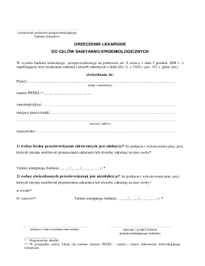 Medical Certificate for Sanitary-Epidemiological Purposes