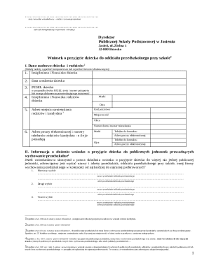 Polish Preschool Admission Application Form