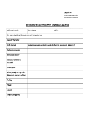 Polish Student Functioning Evaluation Form