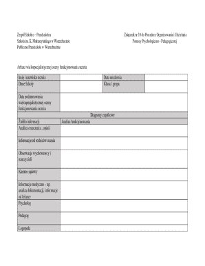 Polish Student Functionality Assessment Form