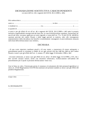 Dichiarazione Sostitutiva Carichi Pendenti