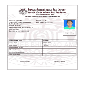 Provisional Exam Form for UG Semester - II Examination 2024