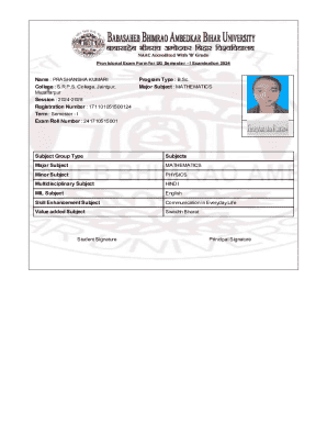 Provisional Exam Form for UG Semester - I Examination 2024