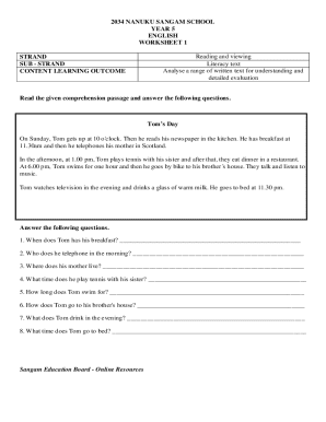 Year 5 English Worksheet