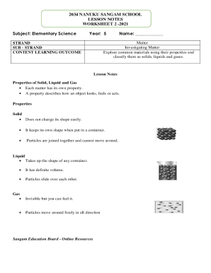 Elementary Science Worksheet