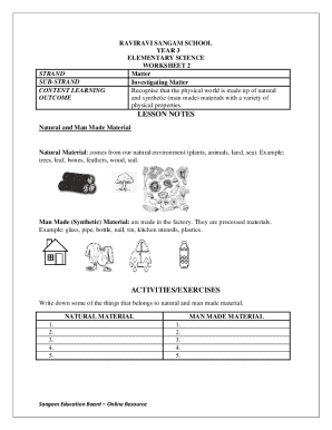 Elementary Science Worksheet