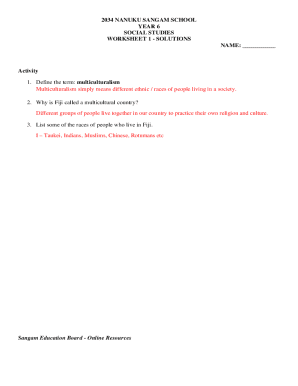 Year 6 Social Studies Worksheet