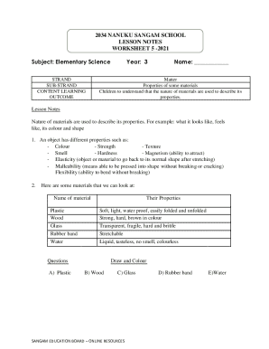 Elementary Science Worksheet