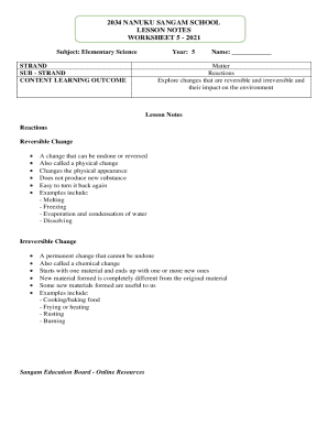 Elementary Science Worksheet