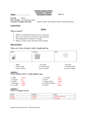 Elementary Science Worksheet