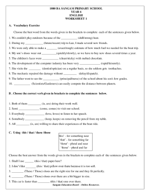 Year 6 Worksheet 1